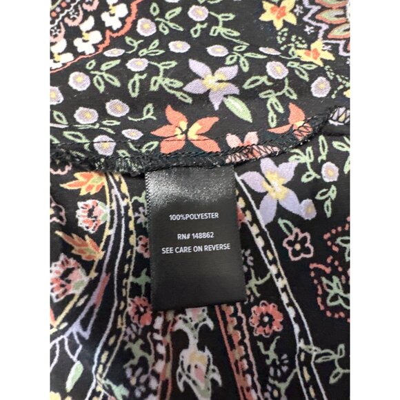 Torrid Paisley & Floral Print Black Faux Wrap Blouse With Flutter Sleeves Sz 3X - Picture 9 of 11